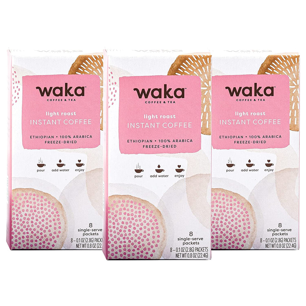 Waka Coffee Light Roast Ethiopian SingleServe Instant Coffee Bundle