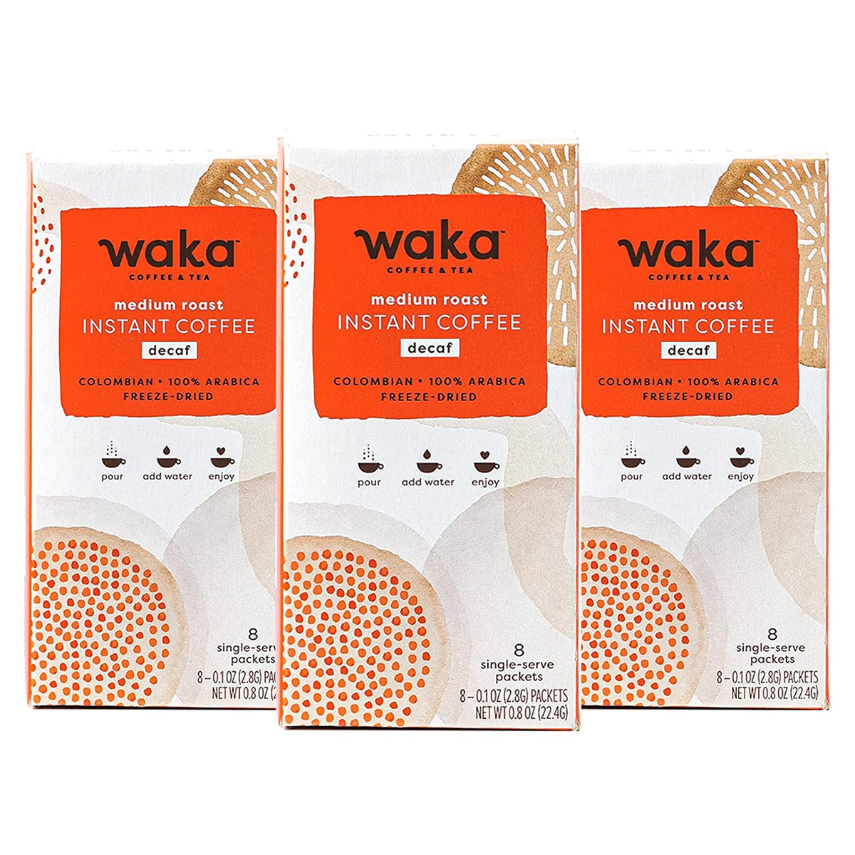 Waka Coffee Medium Roast Colombian Decaffeinated SingleServe Instant