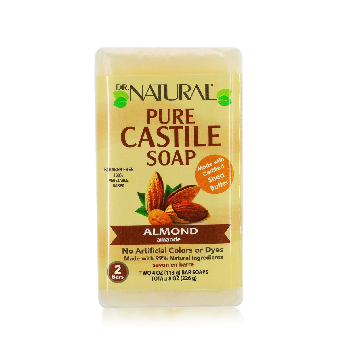Dr. Natural Pure Castile Bar Soap Almond (2Pack) Free Shipping