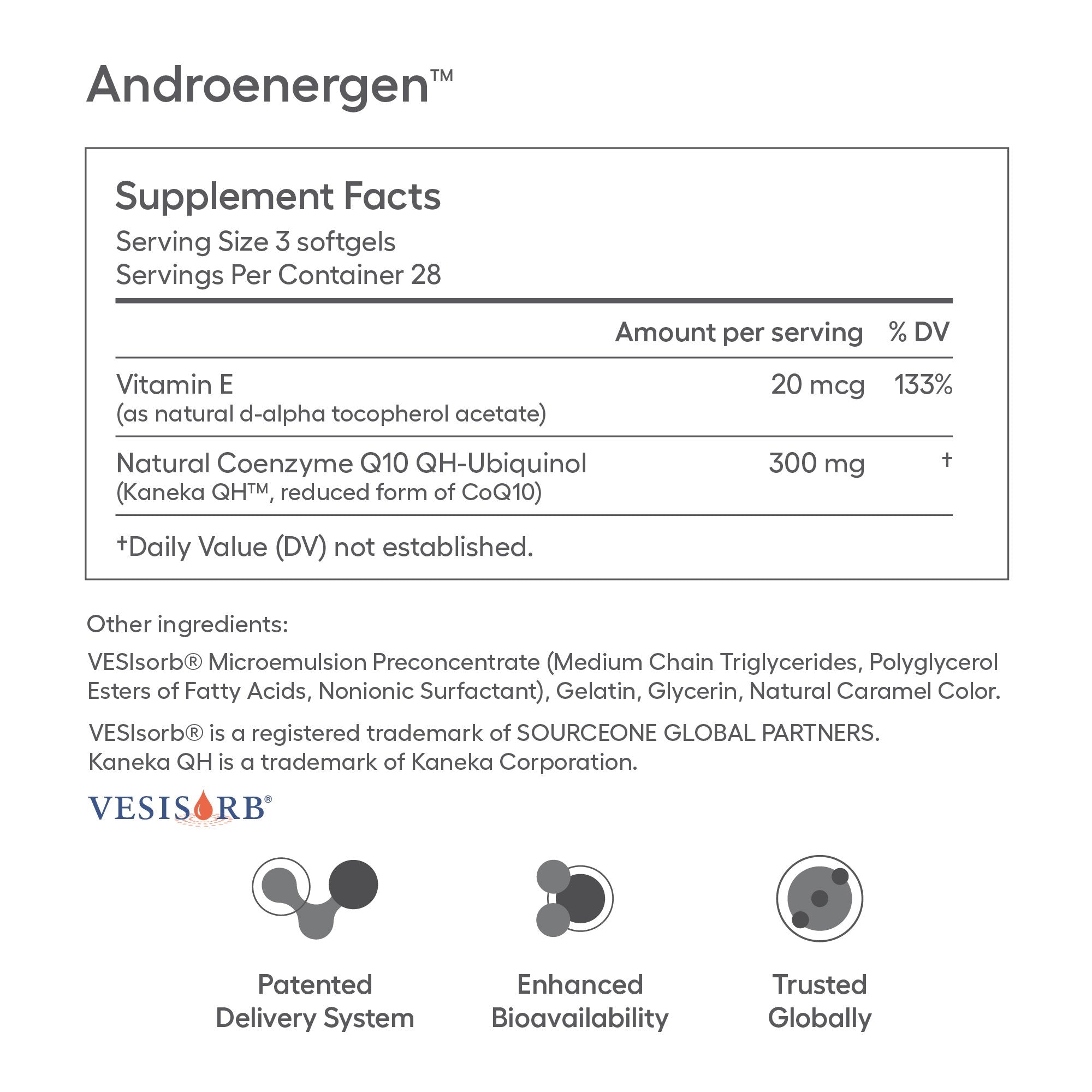 AndroEnergen Ubiquinol CoQ10 for Men 4-Week Pack (84 softgels)