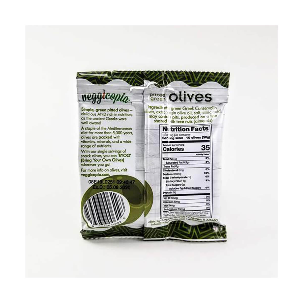 Green Pitted Olives from Greece 1.05 oz (24 Pack)