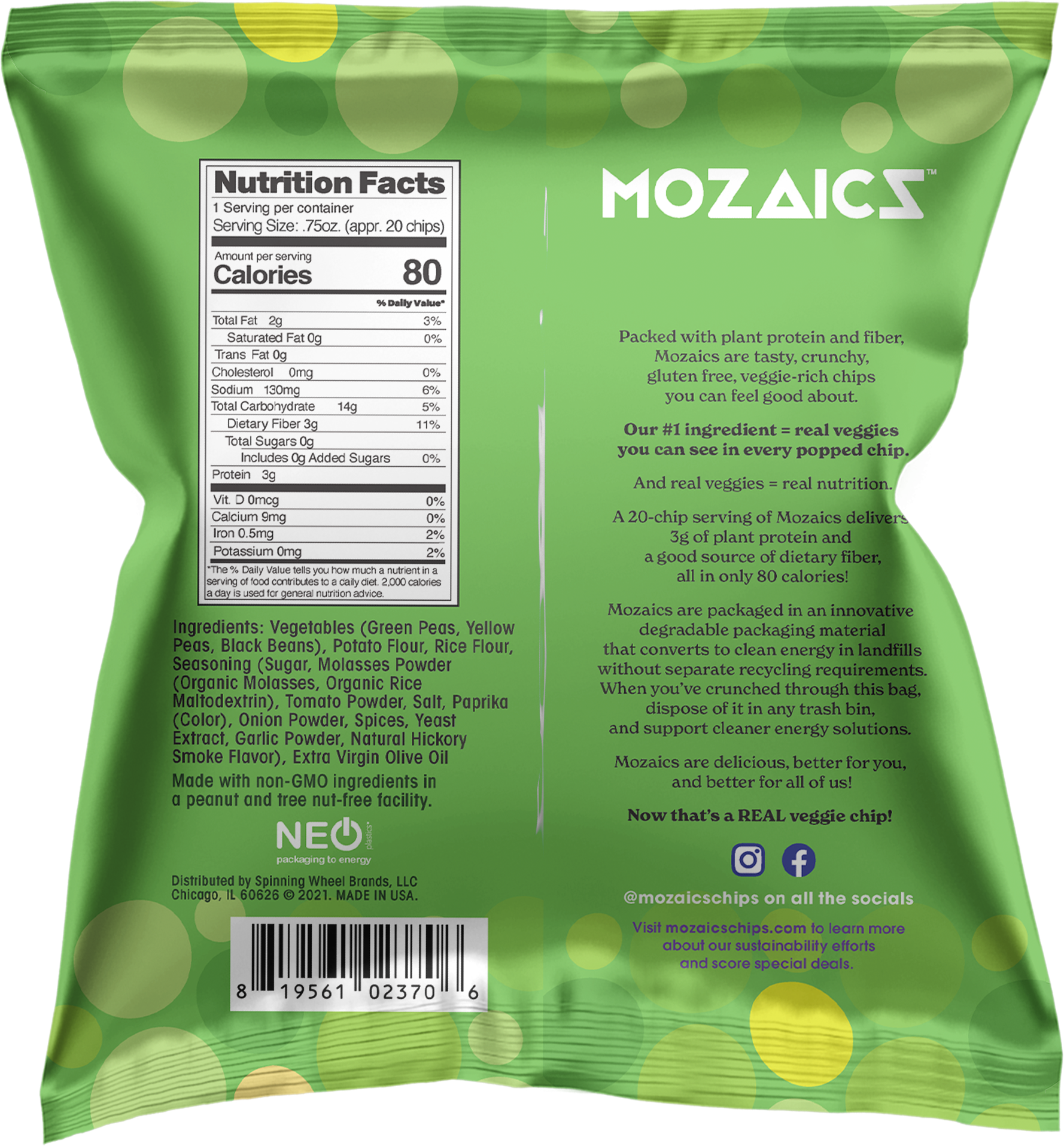 Non-GMO Popped Veggie Chips: Salsa 0.75 oz (20 Pack)