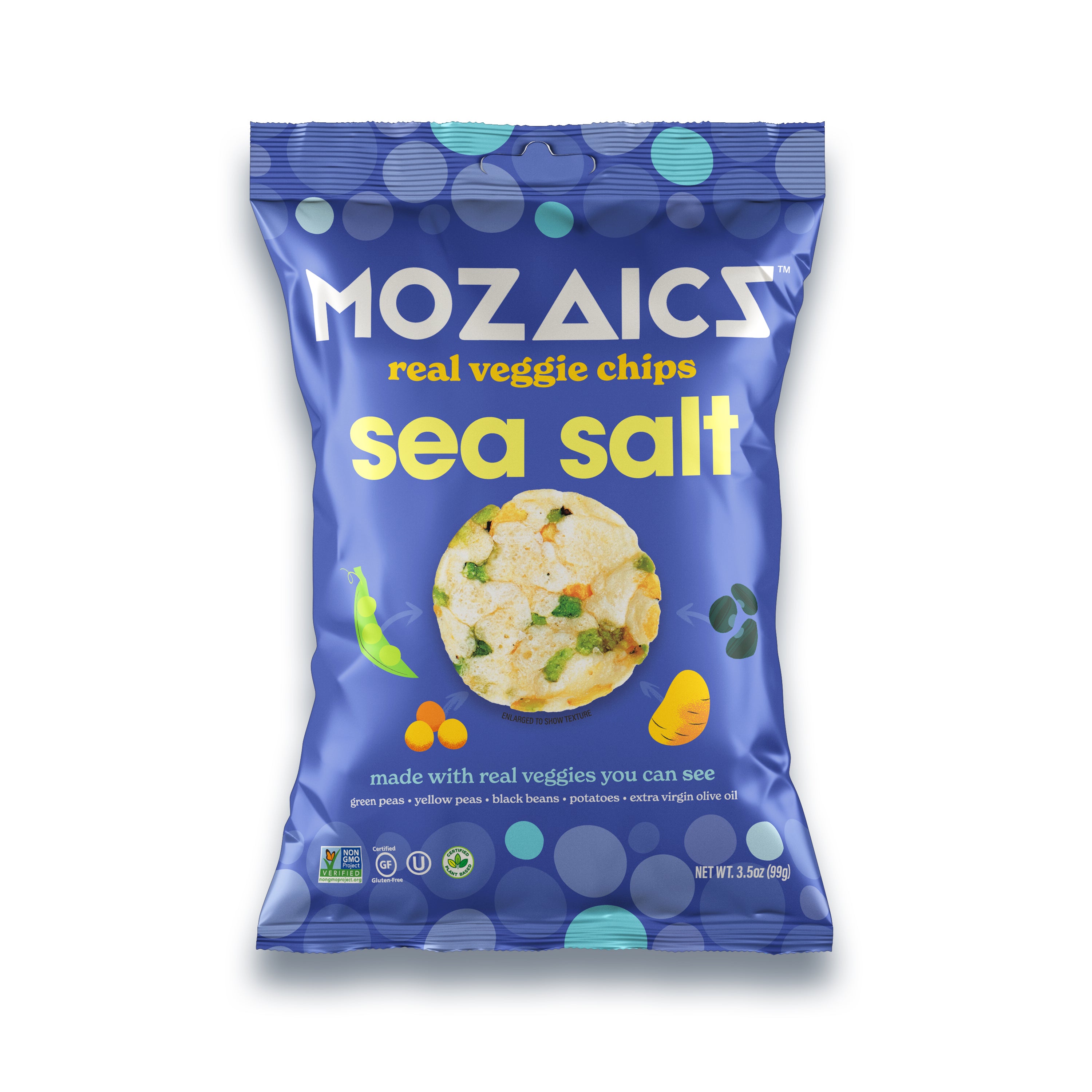 Non-GMO Popped Veggie Chips: Sea Salt 3.5 oz (6 Pack)