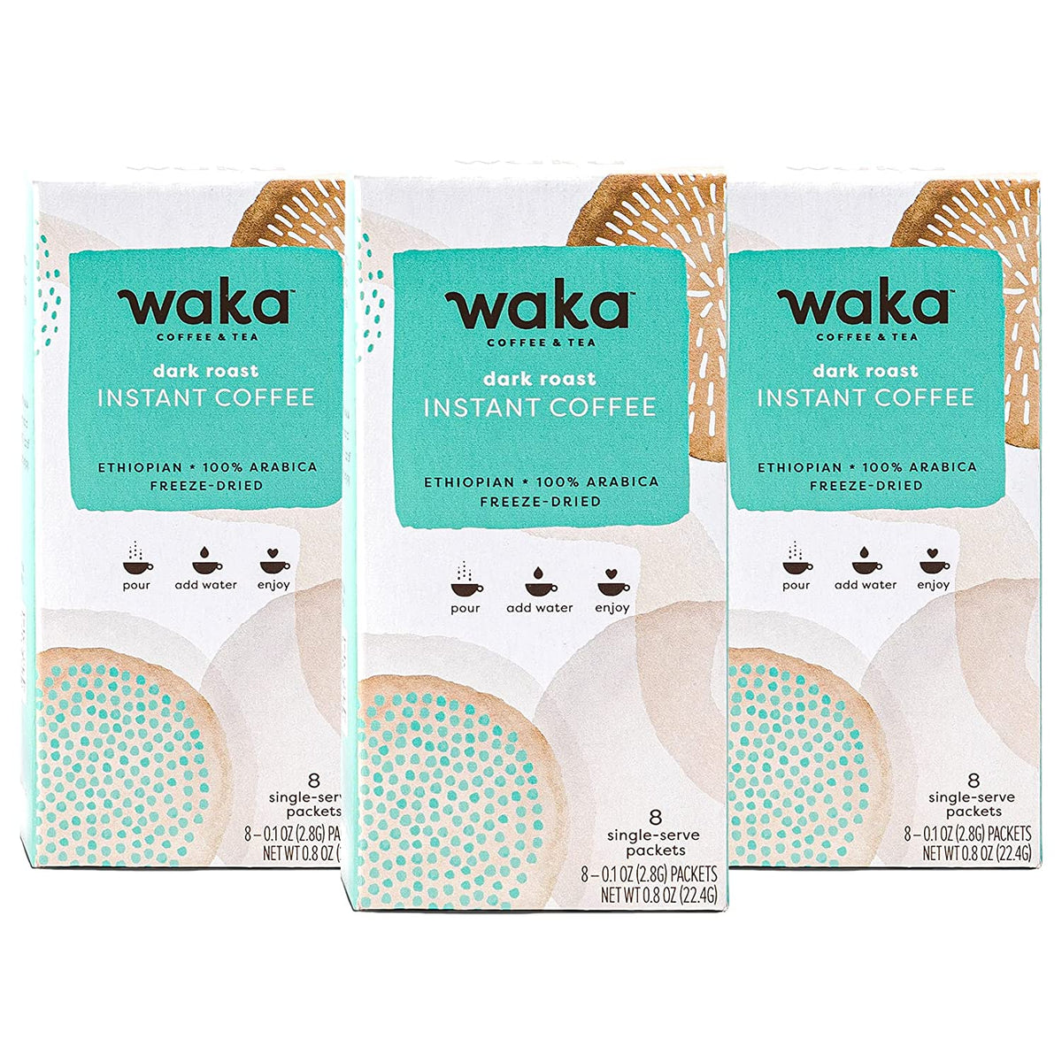 Waka Coffee Dark Roast Ethiopian SingleServe Instant Coffee Bundle