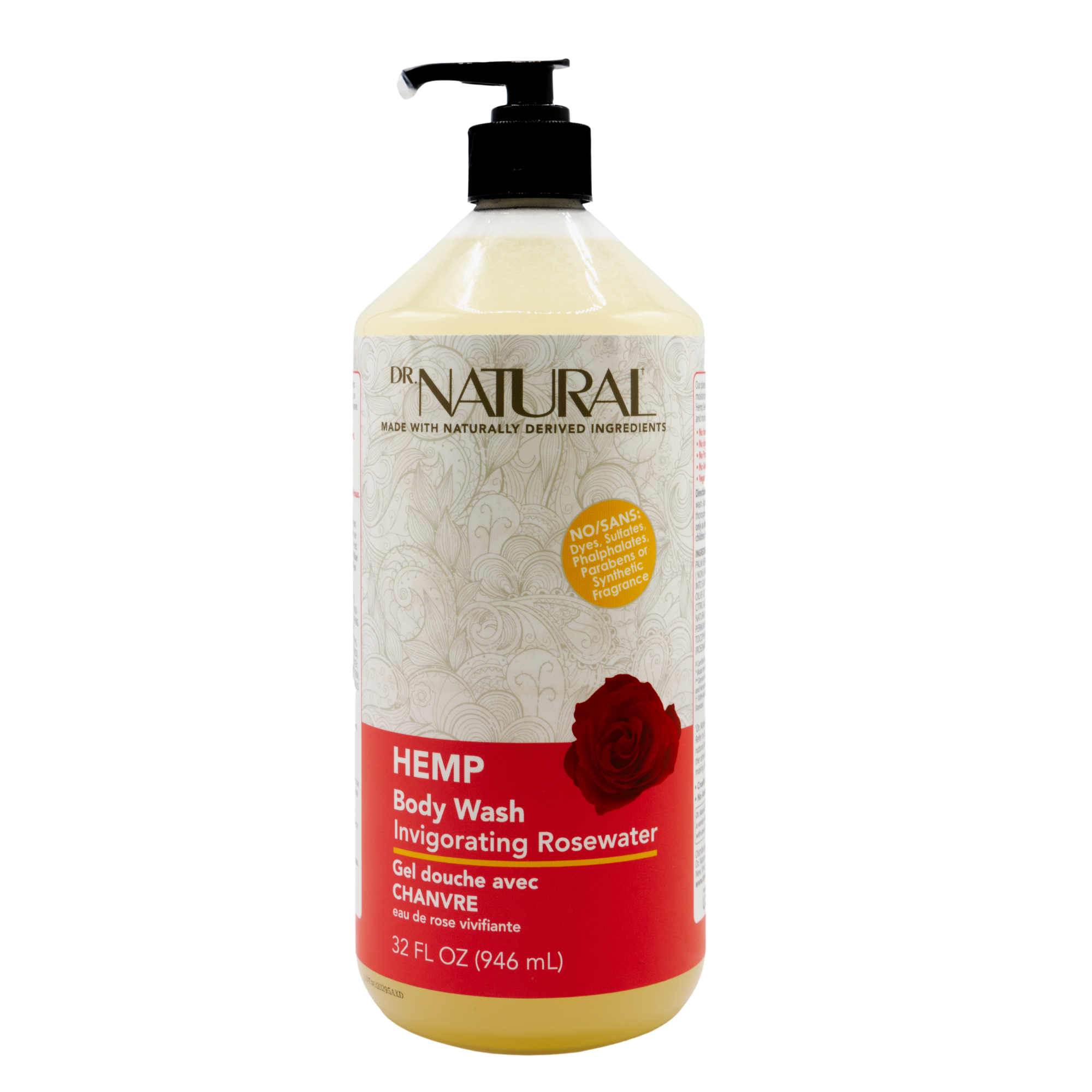Hemp Body Wash Rose (32 oz)