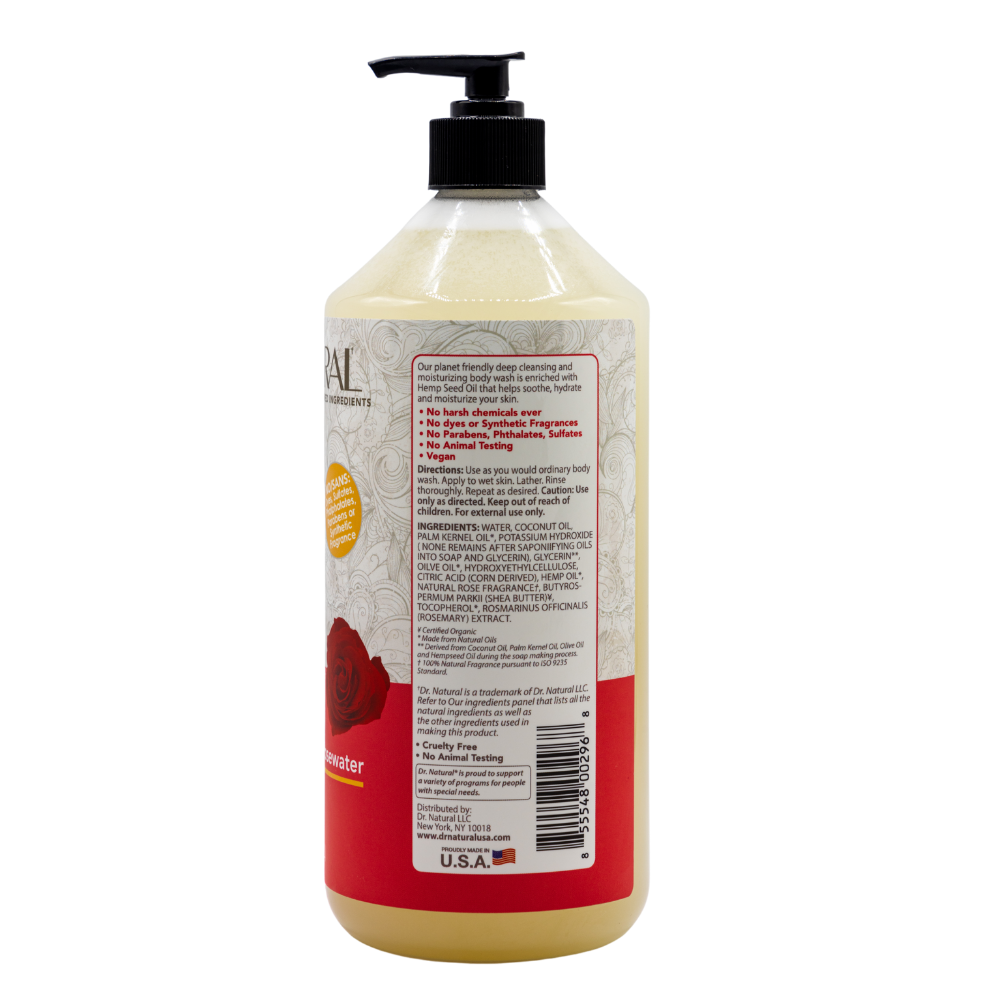 Hemp Body Wash Rose (32 oz)