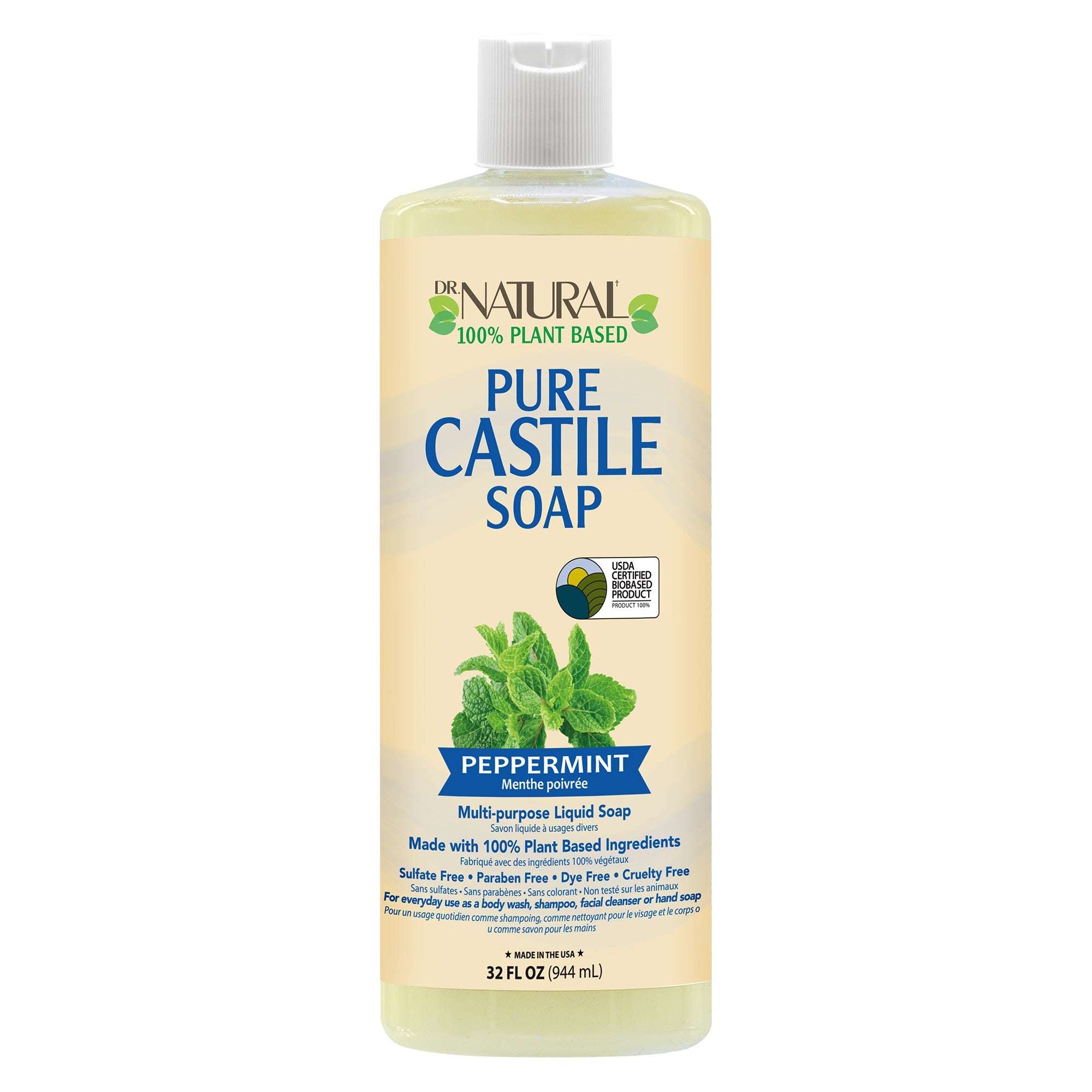 Pure Castile Soap Peppermint  (32 oz)